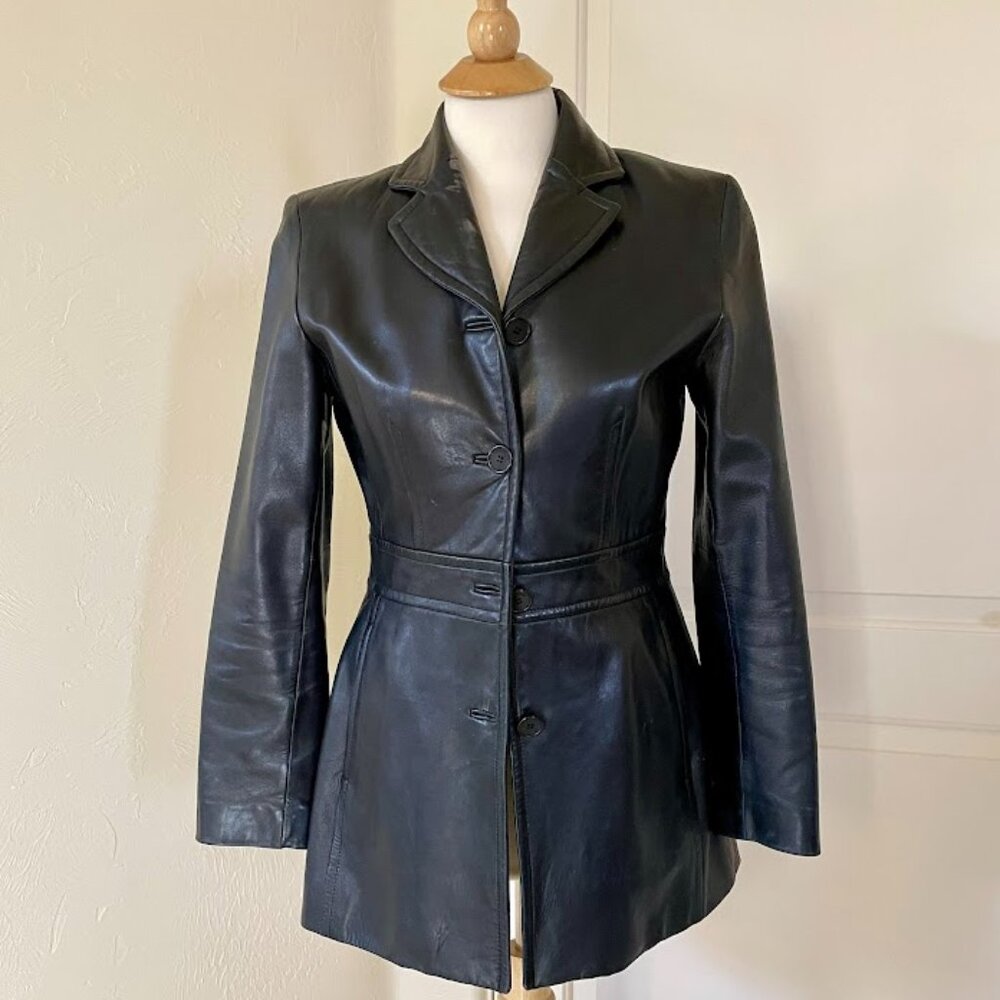 Siena Studio Black Leather Jacket - Size Small, Sleek & Timeless